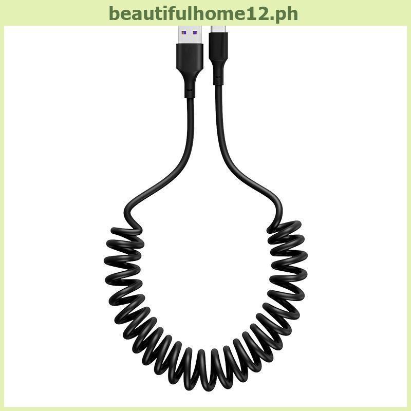 [BFPH] 5A 66W USB Type C Spring Car Cabo De Carregamento Rápido Para Redmi POCO Realme Data Cable Micro 3A [PH]