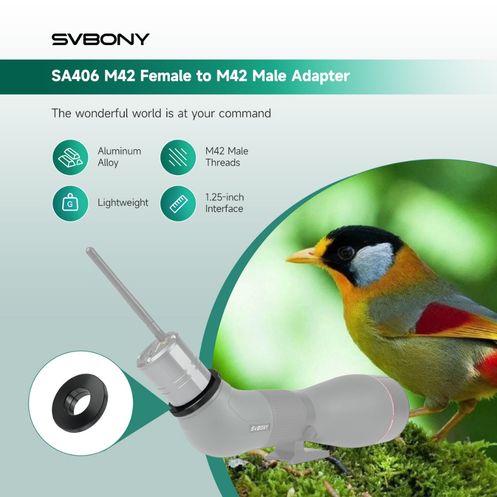 Adaptador Svbony SA406 Design Exclusivo Para Formato SA401 SA401/SV230/SV245/SC311/SC001 Observação De Pássaros , Lua ,