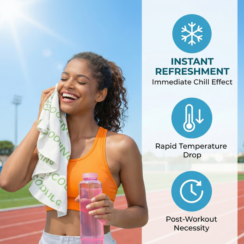 Instant Cooling Wipes - Menthol Cotton Towels for Sports, Gym & Outdoor Activities
