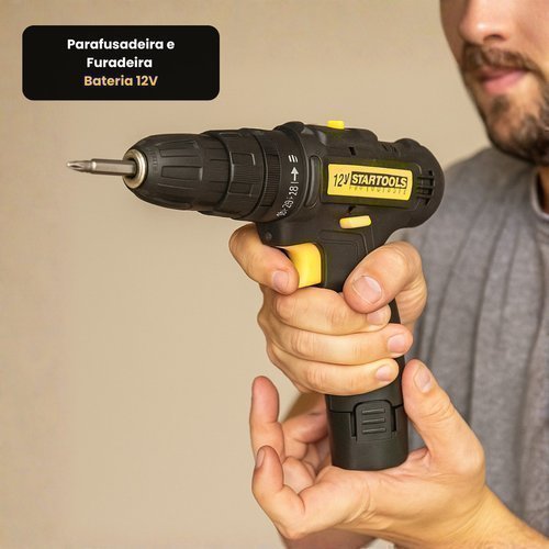 Parafusadeira Furadeira Bateria 12V 1500mAh Mandril 3/8 STARTOOLS