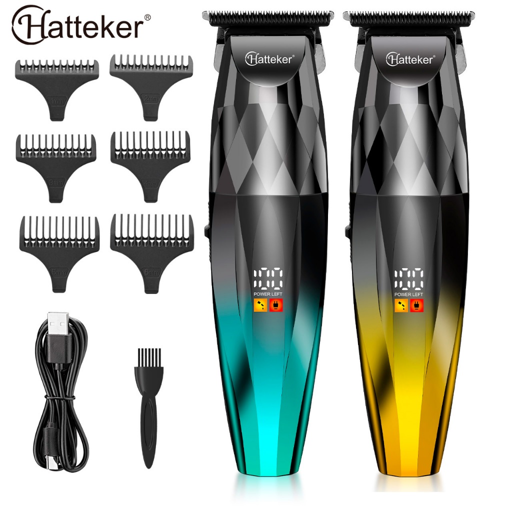 Aparador de Cabelo Maquina De Acabamento 1500 mAh Verde e Ouro HT-6126 Hatteker