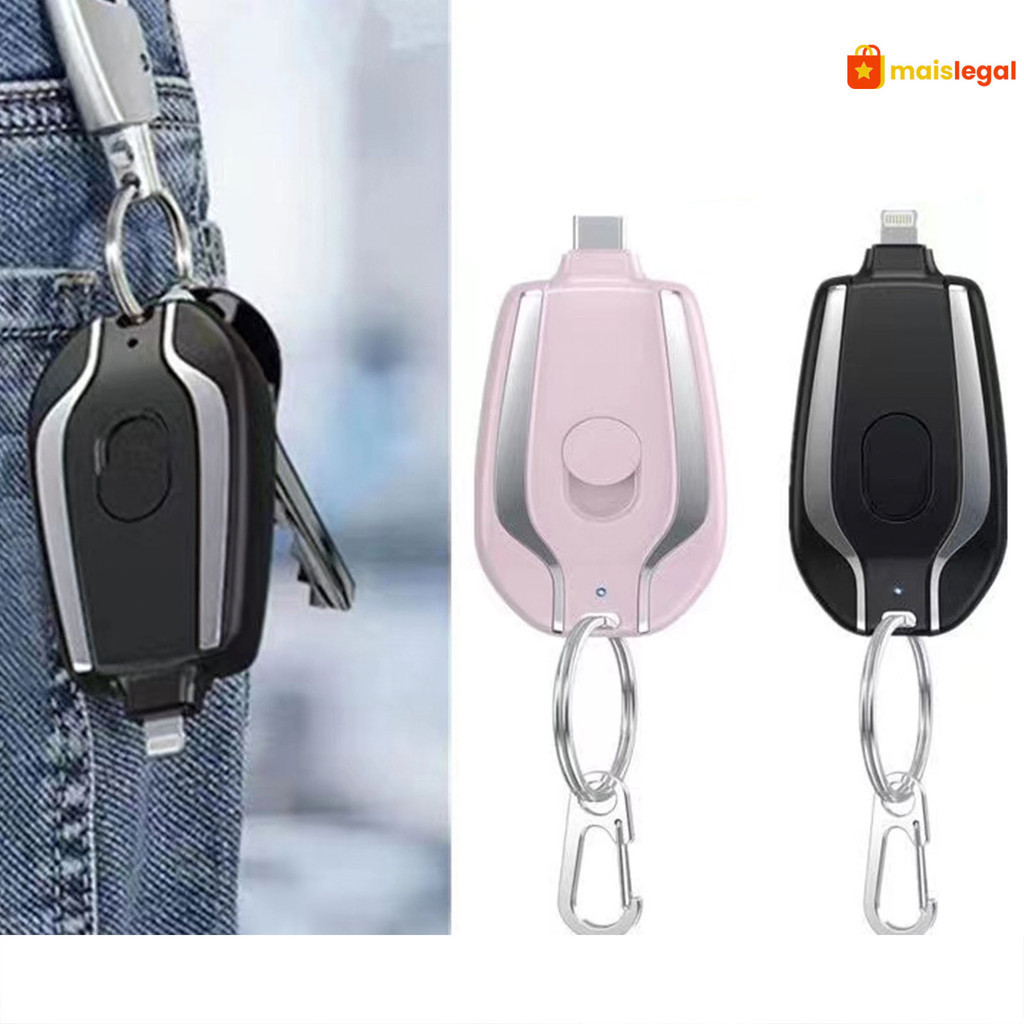 Carregador de Celular de emergência portátil chaveiro 1500 mah para iphone ou android