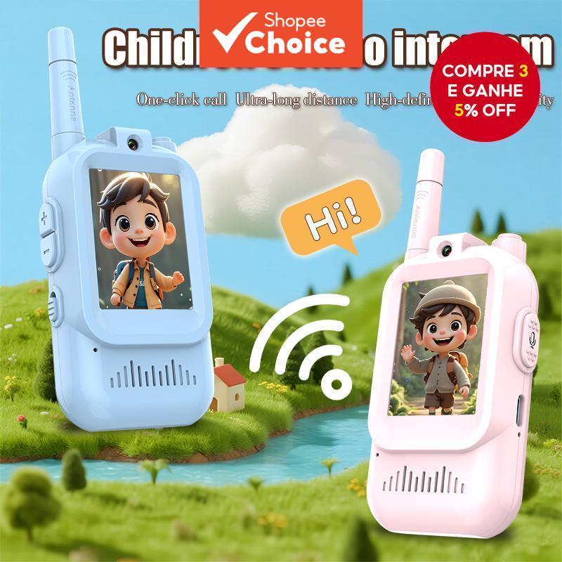 Vídeo Walkie Talkies 2 Peças Conjunto Selfie Enviar Voz Foto Emoticons Para Crianças Presente Meninos Meninas JK200