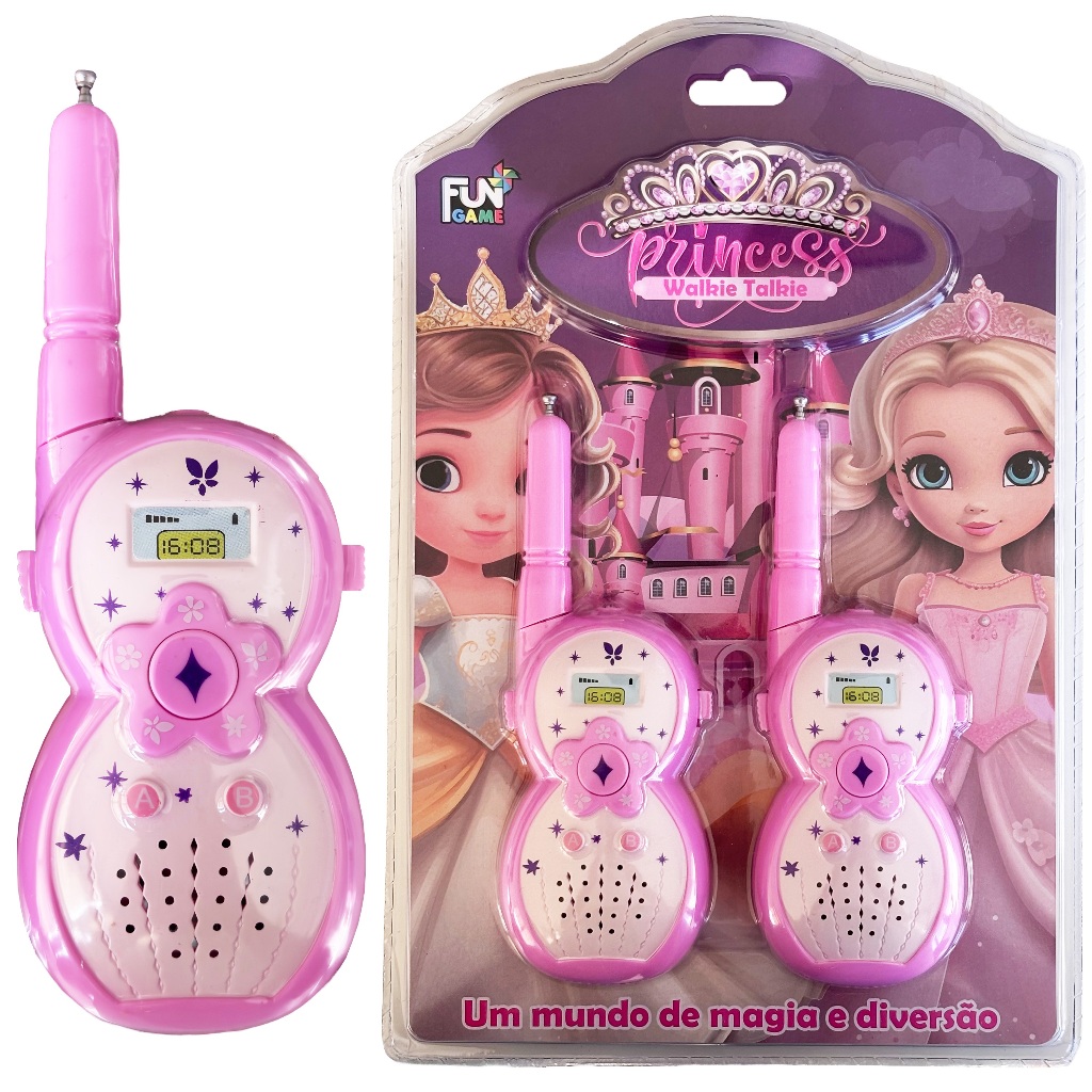 Walkie Talkie Rosa Infantil Princesas Rádio Comunicação Divertida Brinquedo