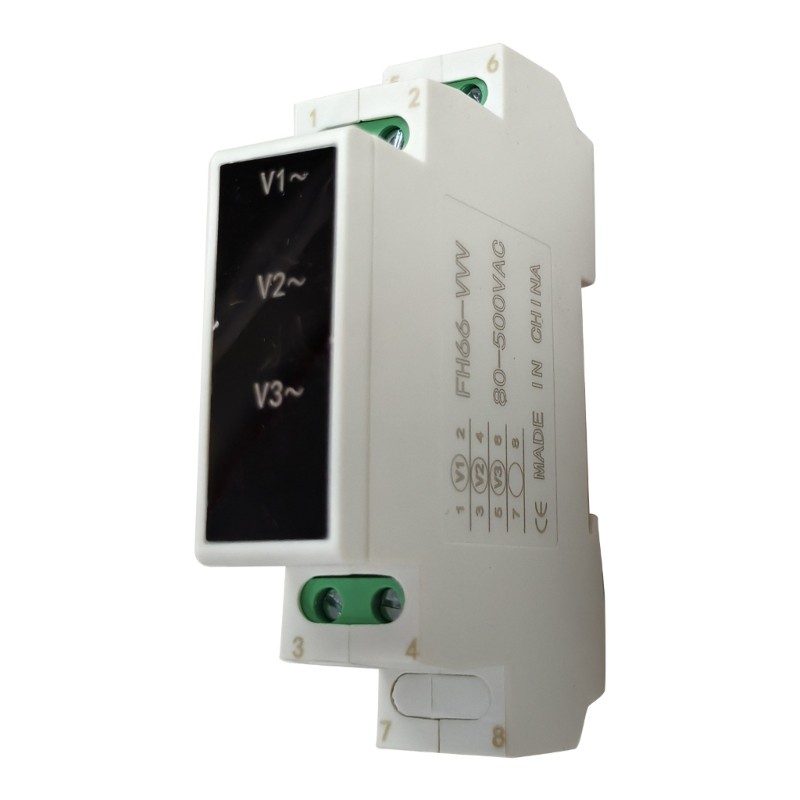 TENB Digital Din Rail Mount Medidor Tensão Trifásico-Detector AC80V-500V Volt-Tester