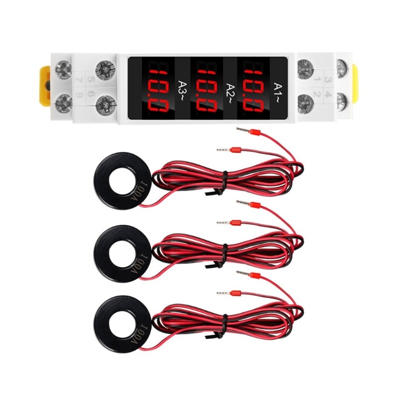 Din Rail Mount Medidor Trifásico Corrente Indicador Medidores AC80V 500V
