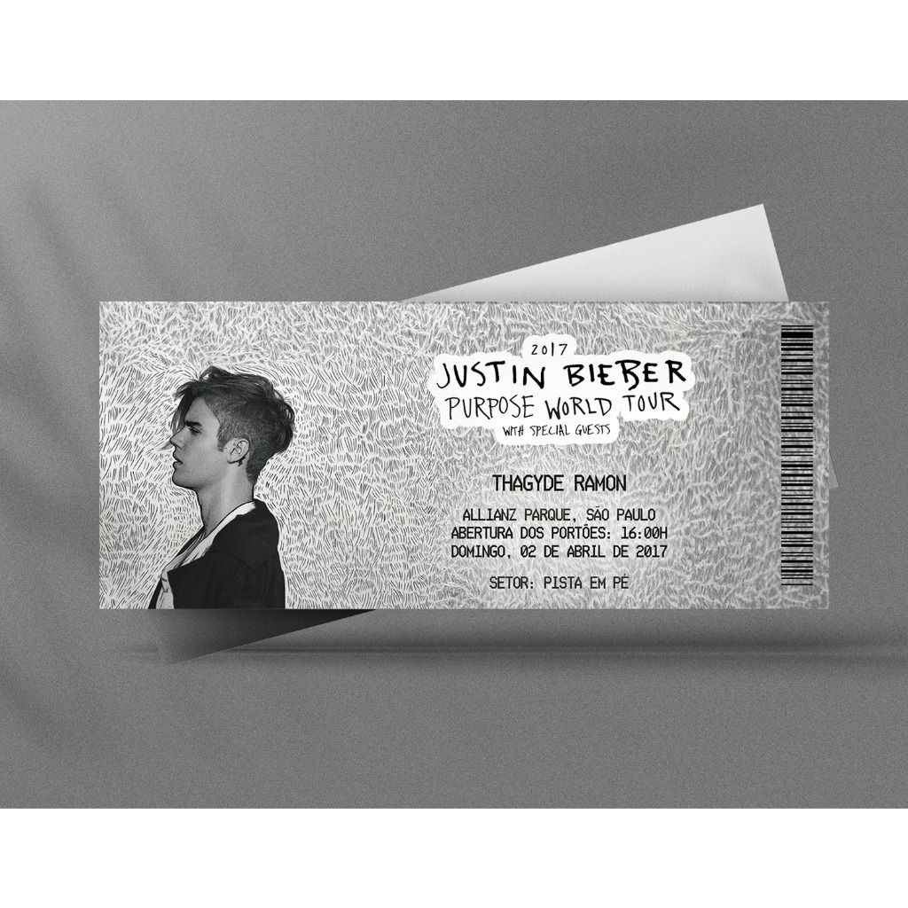 Ingresso Holográfico Personalizado Justin Bieber - Purpose