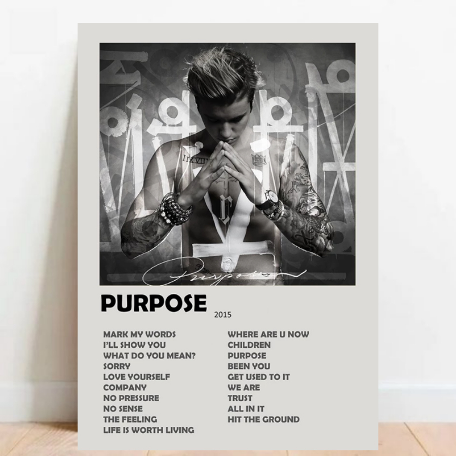Quadro Placa Decorativa Justin Bieber Purpose Album A3 40x30