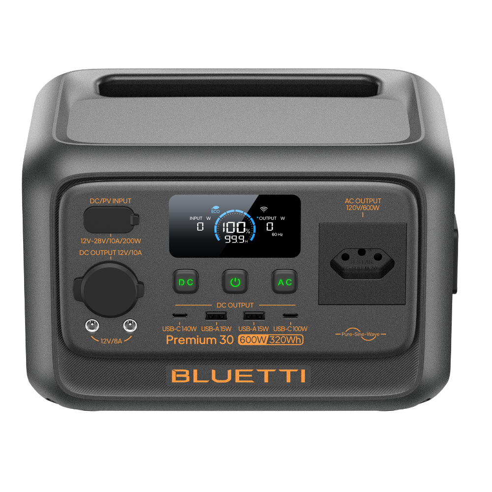 Estação de Energia Portátil Bluetti Premium 30 V2 600W 320Wh Power Station Gerador de Energia para Camping pesca