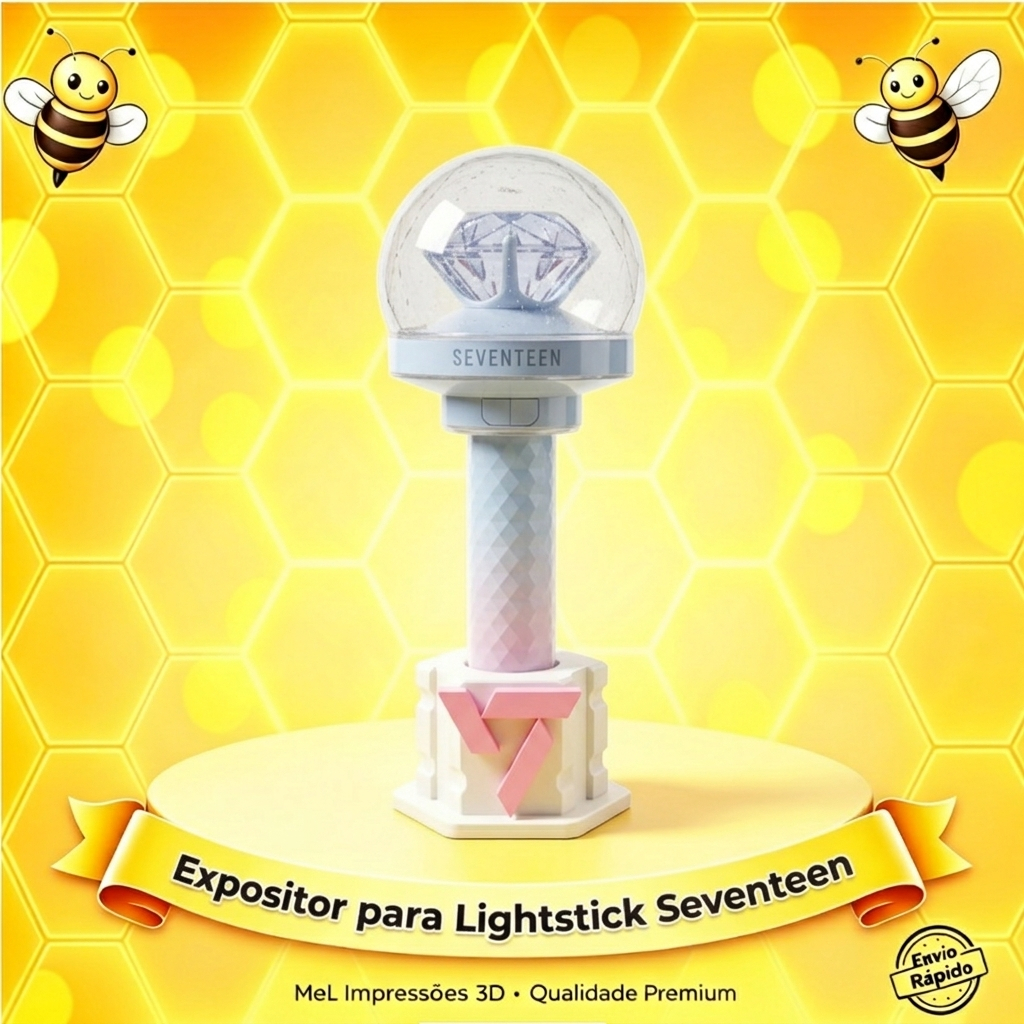 Seventeen - Suporte para LightStick K-pop | Expositor Personalizado Impresso em 3D para Fãs Carat