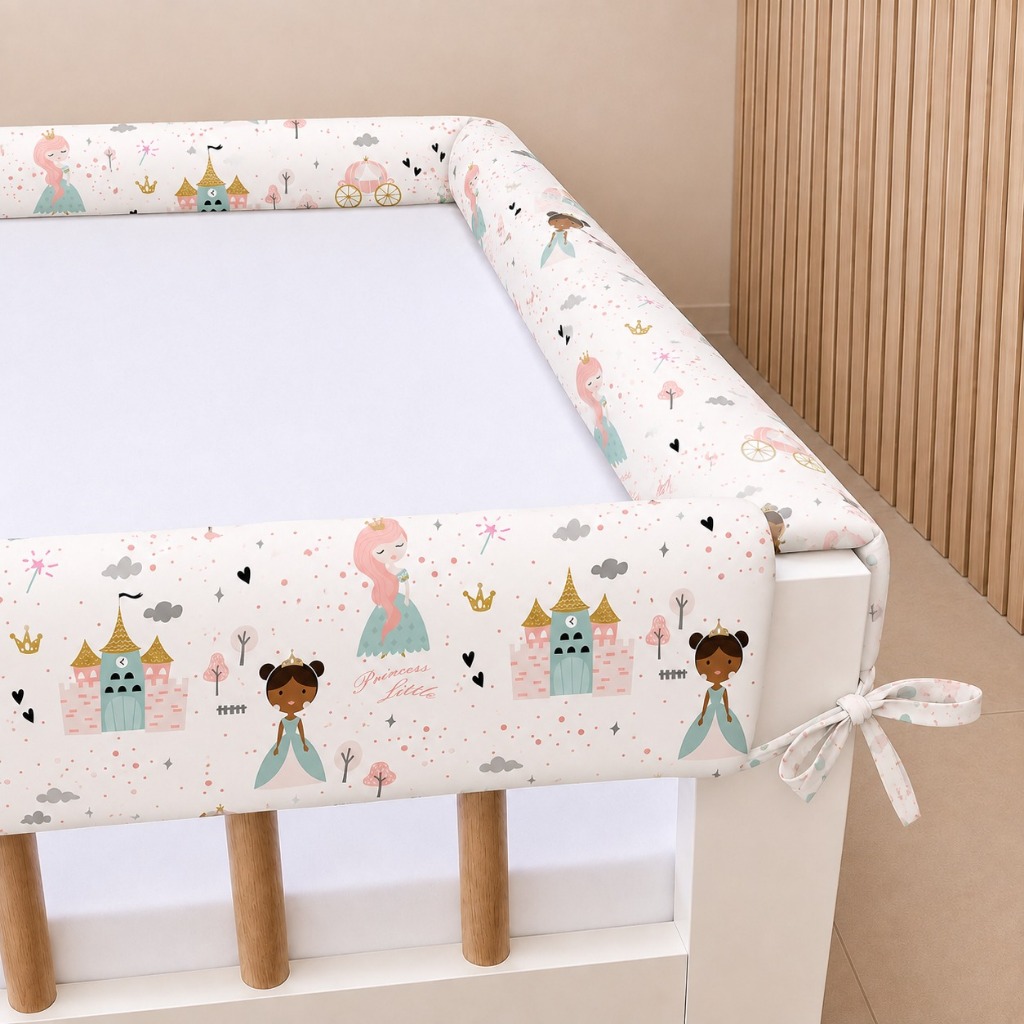 Protetor Meia Grade Para Cama Casal Acolchoado 4 Peças