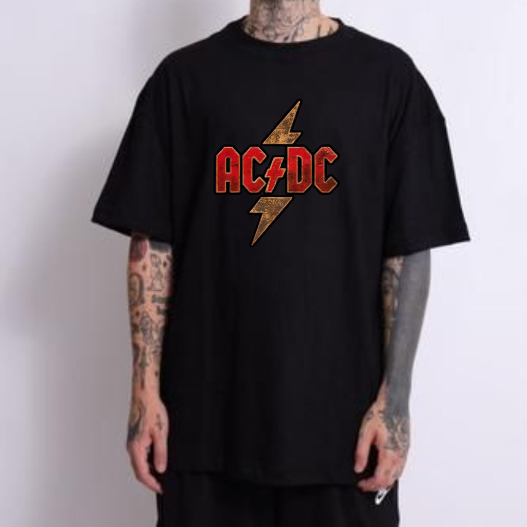Camiseta Oversized Ac Dc Rock Hard Blues Style 100% Algodão