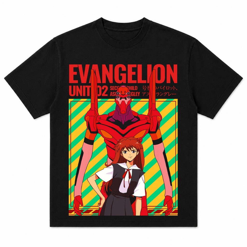 Camiseta Evangelion Asuka Langley EVA Unit-02 Básica 100% Algodão Unissex Várias Cores Envio Imediato