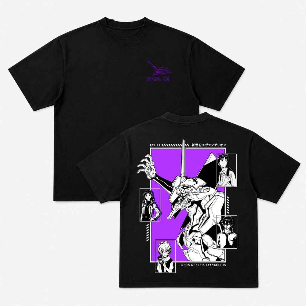 Camiseta Evangelion EVA 01 Anime Oversized 100% Algodão Unissex Otaku