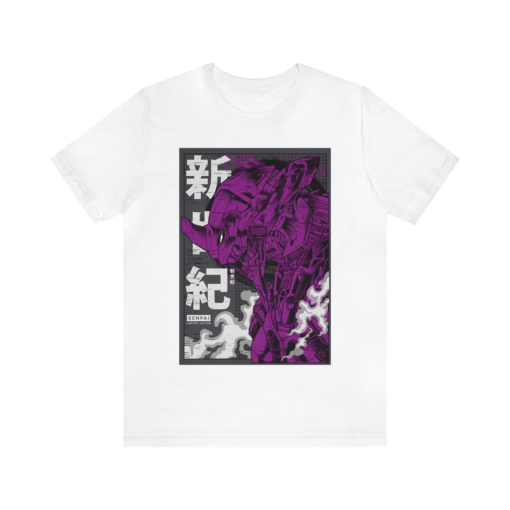 Camiseta Masculina Feminina Estampa Unidade Eva 01 Mangá Branco Roxo Evangelion T-shirt Unissex Streetwear Envio Imediat