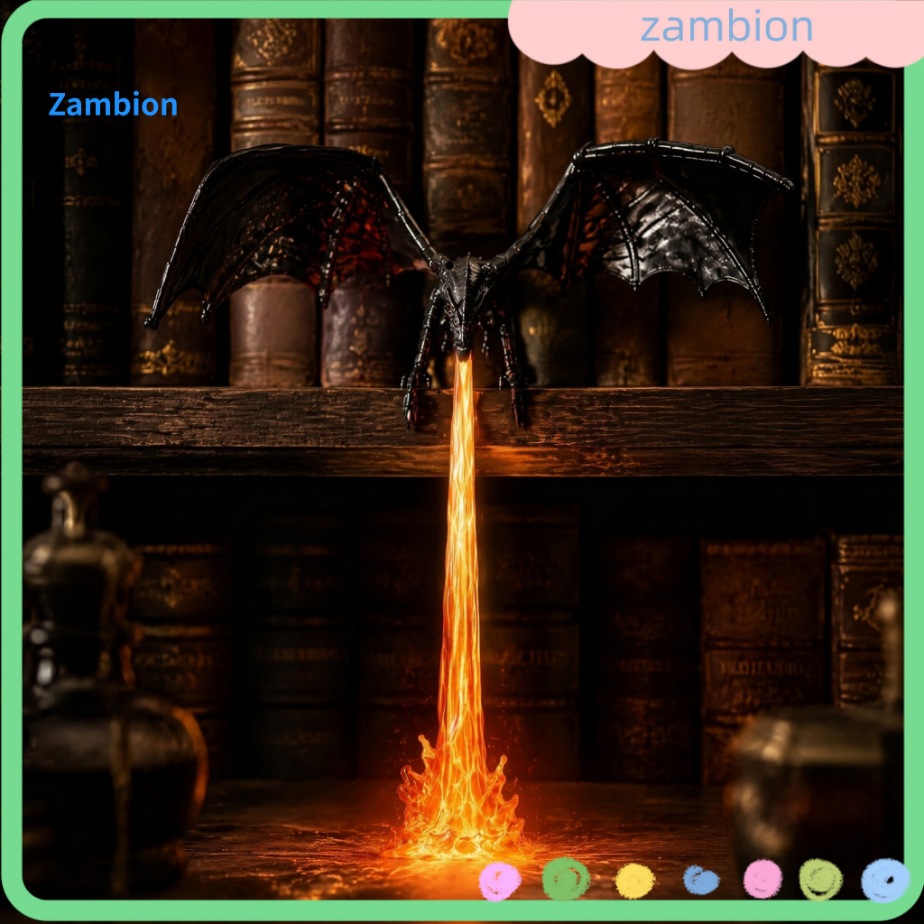 Dragon Bookshelf Decor Claw Type Shelf Nook Light with Led Flame Effect – Fantasy Flying Magical Reading for Study for