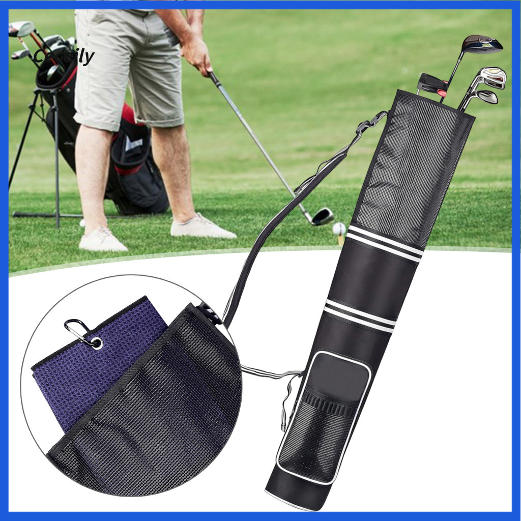Compact Golf Bag Travel-friendly Waterproof Club Storage with Multiple Pockets Adjustable Sling Strap Portable Carrying