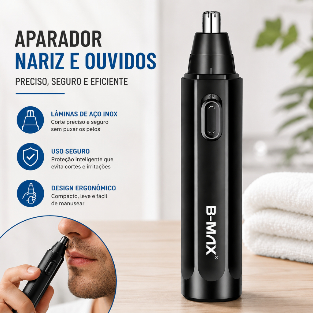 Aparador de Pelos Nariz Maquininha Recarregável Original B-Max