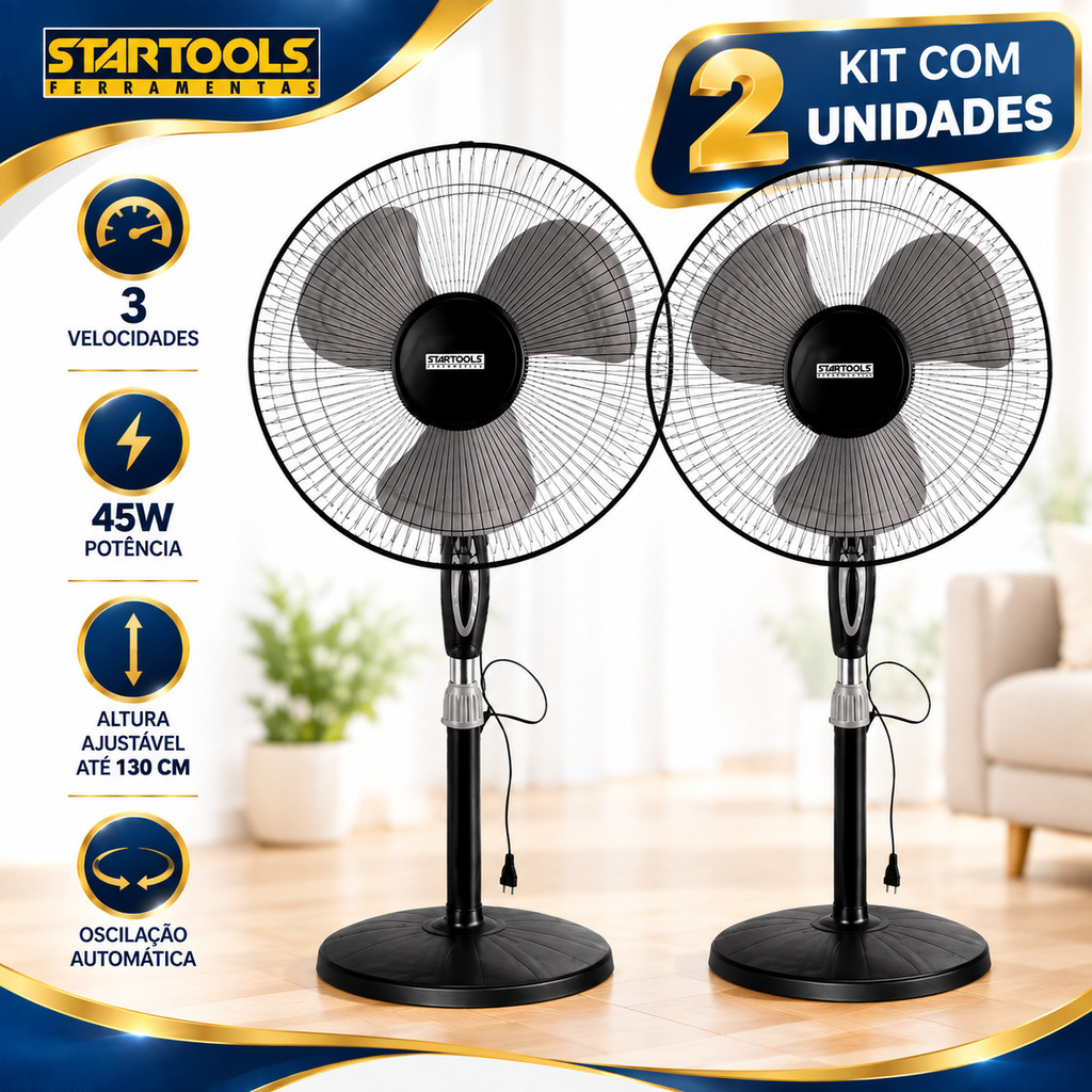 Ventilador Startools KIT 2 UNIDADES 44cm Ajuste De Altura Livremente 1,30m 110v Ventilador