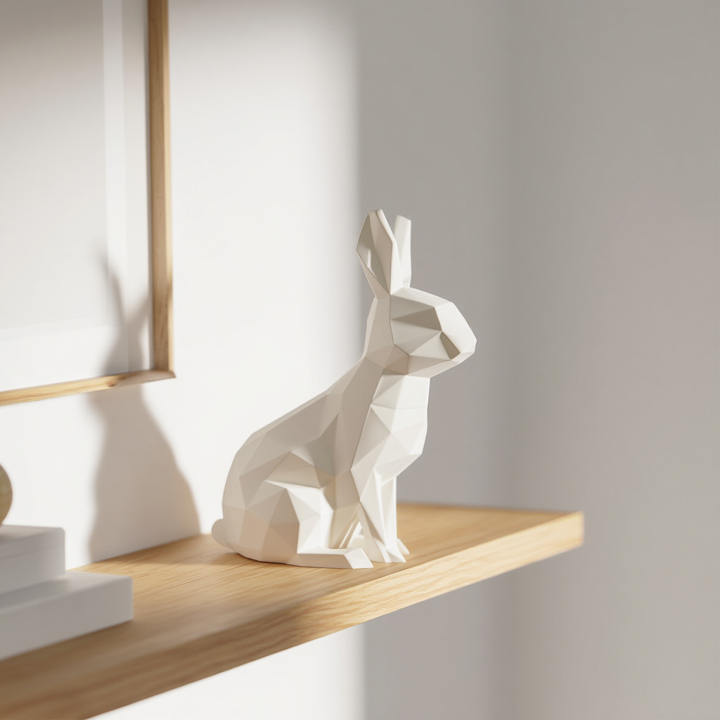 Coelho Decorativo Low Poly | Impressão 3D de Alta Qualidade | Design Minimalista e Ecológico