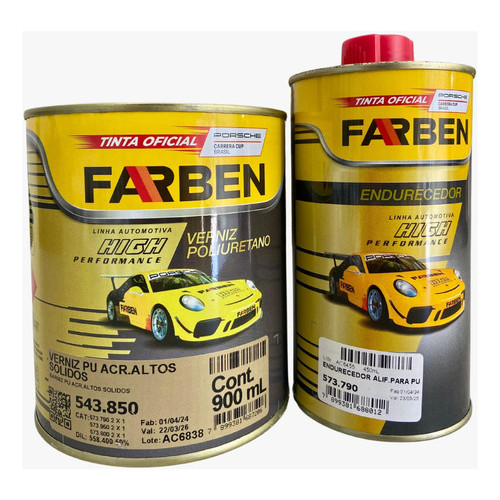 Verniz Alto Sólido Automotivo High Performance 543.850 Farben 900ml + 450ml