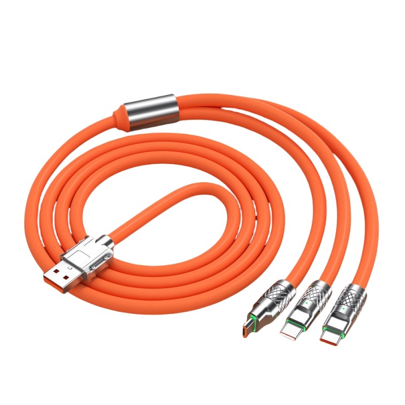 Novo Cabo dados de carregamento rápido 3 em 1 Cabo de carregamento Soft One Drag Three Data Cable