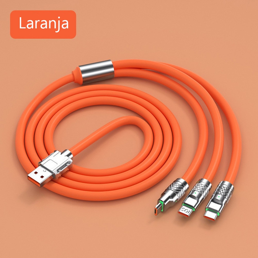 Cabo de dados de carregamento rápido 3 em 1 Cabo de carregamento Geek Soft Silicone One Drag Three Data Cable