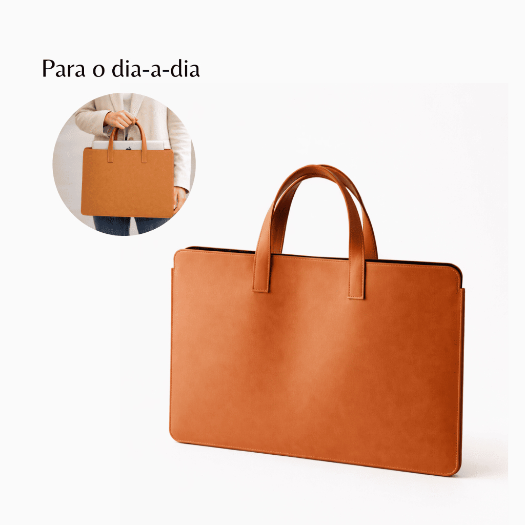 Sacola com Alça Pasta Para Notebook Couro Caramelo Premium