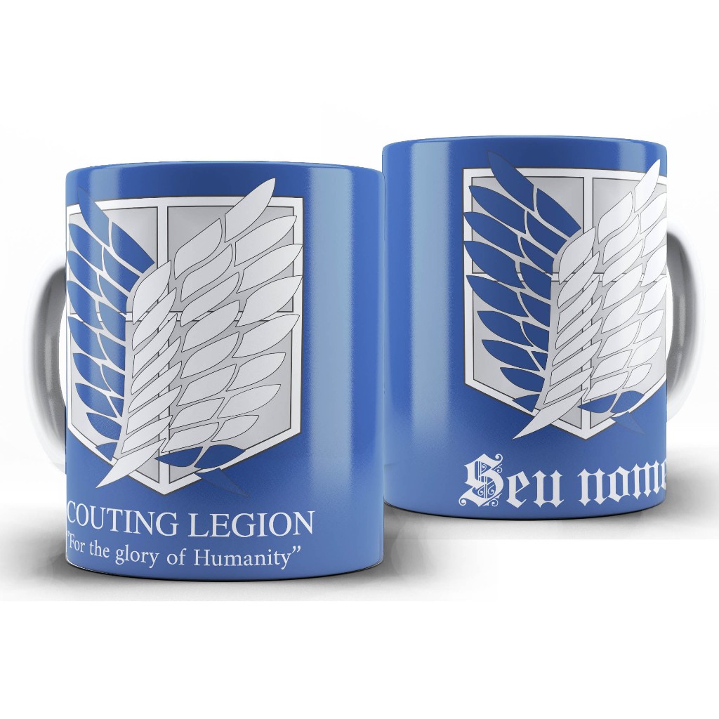 Caneca Anime - Shingeki No Kyojin Atack On Titan - Scouting Legion Stationary Guard Military Police - Com Nome