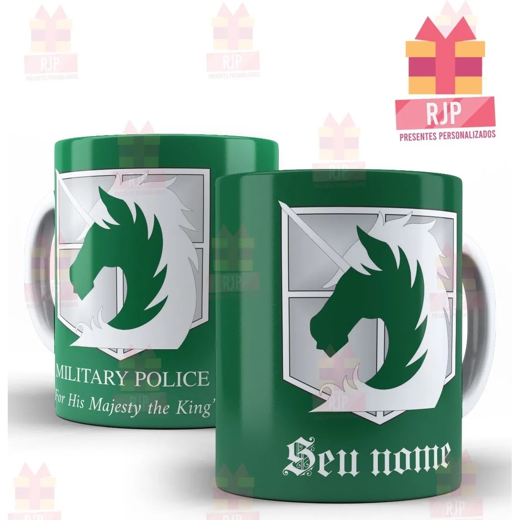 Caneca Shingeki No Kyojin Attack On Titans - Police Military com seu nome