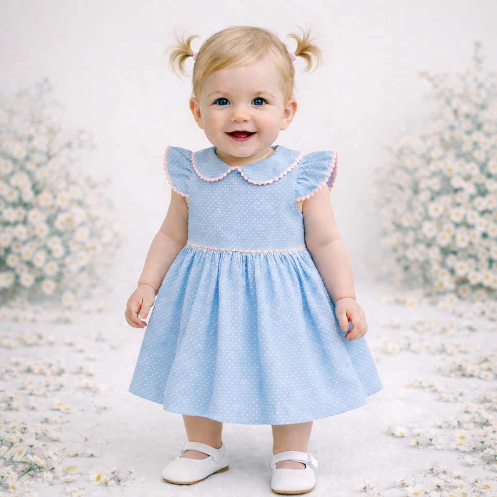 Vestido Infantil Bebê Florido Princesa Vintage Gola Boneca Festa Igreja Elegante Primavera Verão Luxo