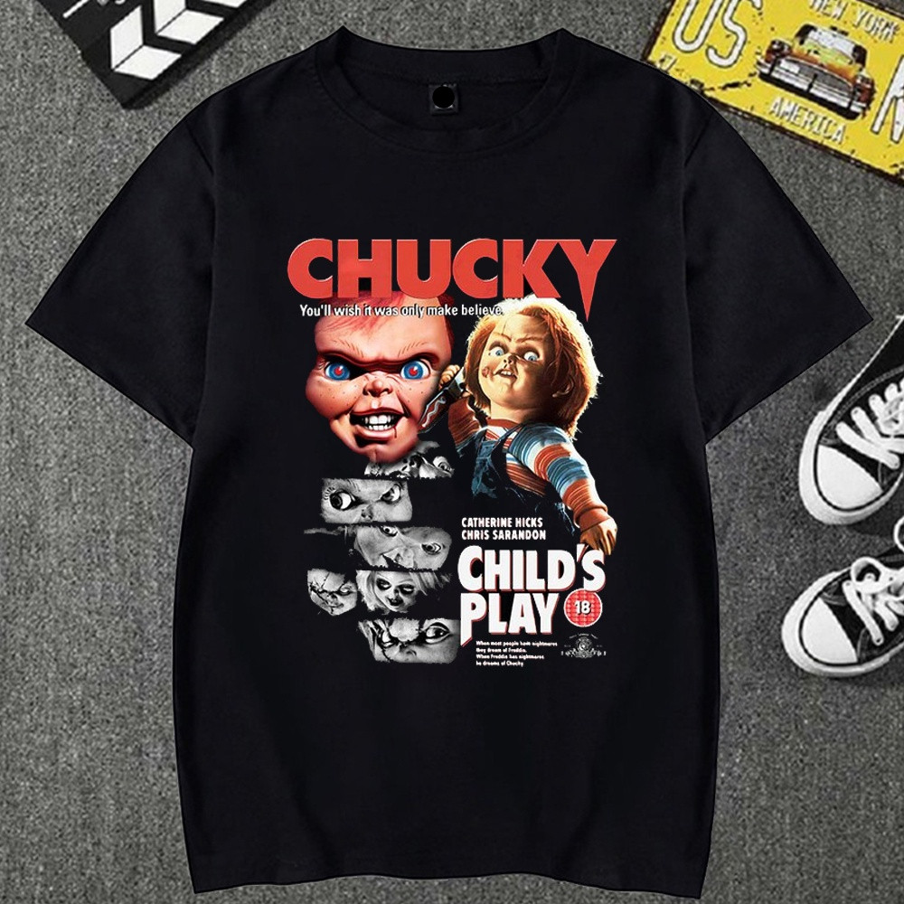 Camisa Boneco Chucky Childs Play Terror Filme Vintage 90s Unissex Camiseta 100% Algodão Premium