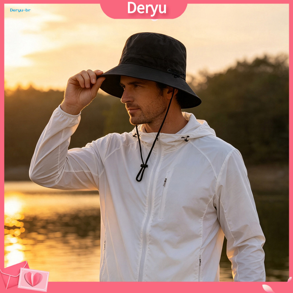 Wide Brim Sun Hat Quick Dry Outdoor Foldable Bucket with Adjustable Drawstring – Windproof Quick-dry Cotton-polyester
