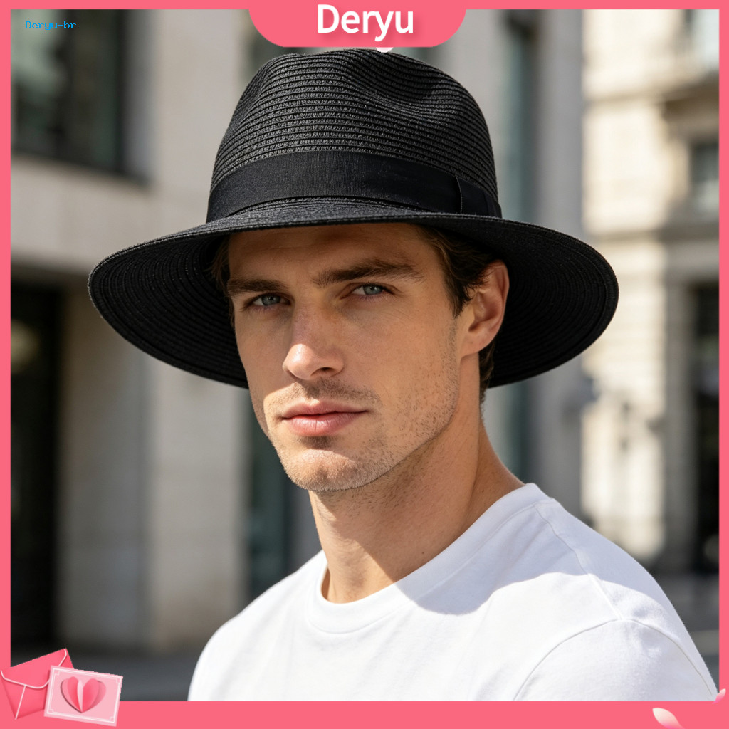 Wide Brim Straw Hat Travel Men's Paper Sun Breathable Foldable Uv Protection Beach for Summer Outdoor and for Southeast