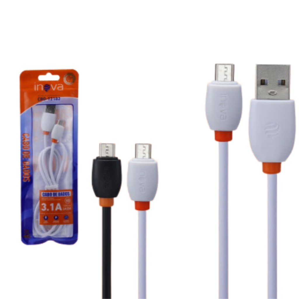 Cabo De Dados 3.1A Micro USB V8 / Lightning Iphone / Tipo-C  1 Metro Inova (SACO)