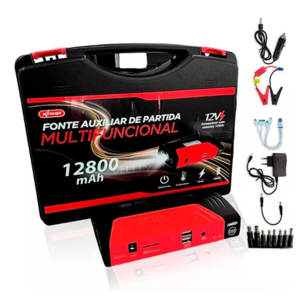 Fonte Auxiliar Partida Multifuncional Portátil Veicular 12v