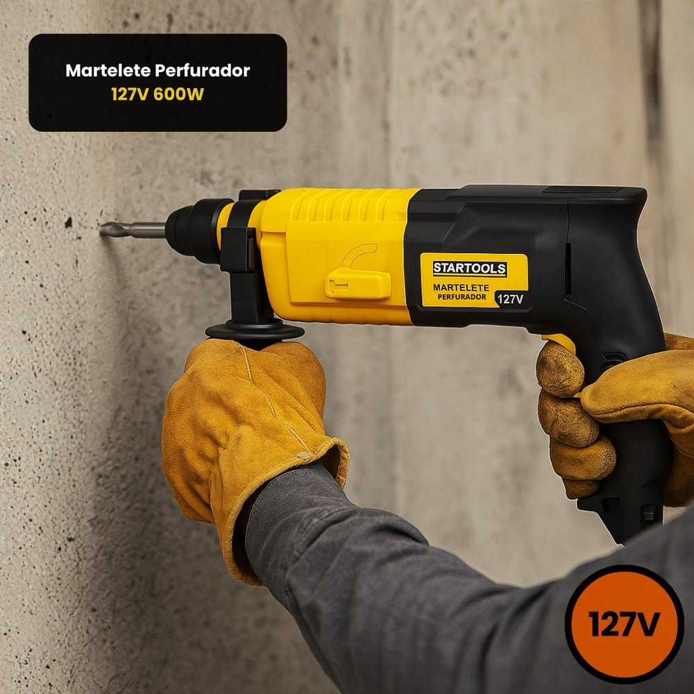 🔨 Martelete Perfurador Elétrico 600W 127V Profissional Impacto Concreto Alvenaria Madeira
