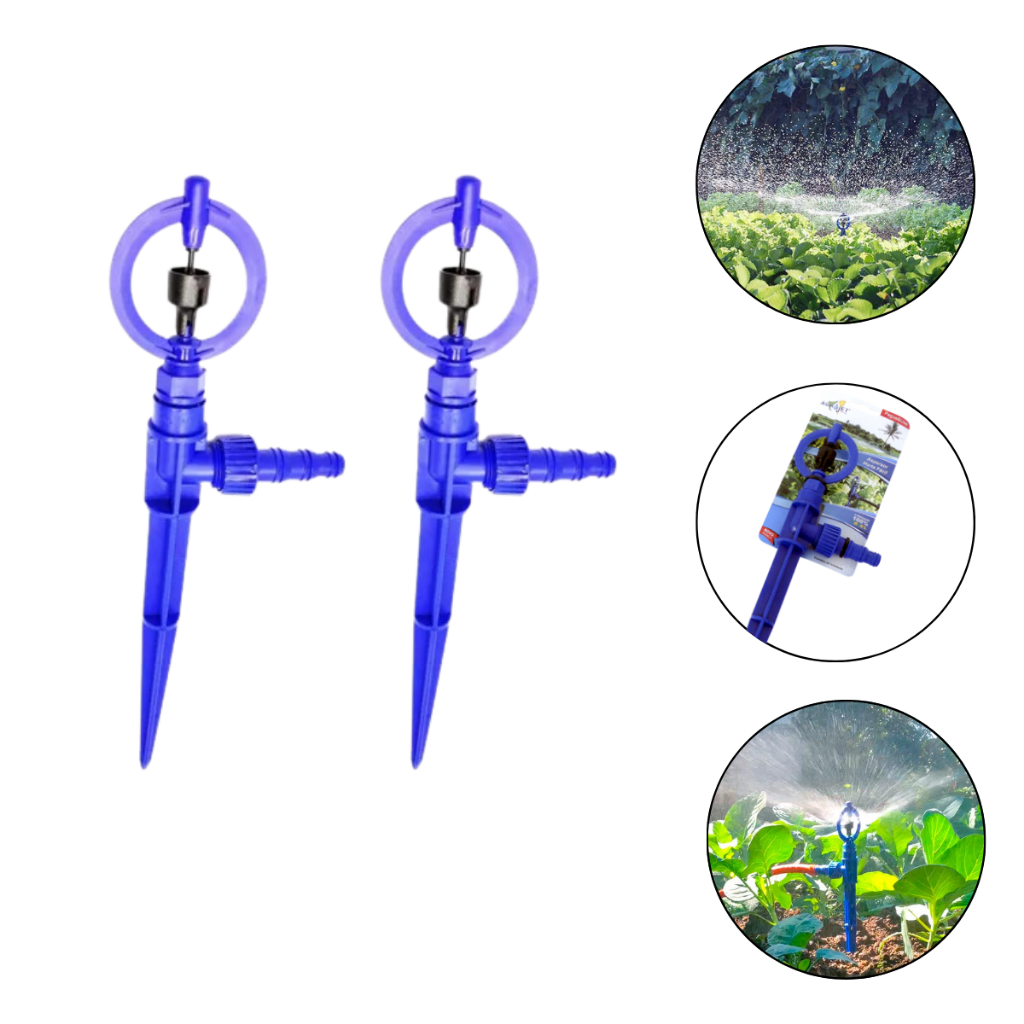 Kit 2 Aspersor Horta Fácil Agrojet Irrigação Jardim Com Adaptador Mangueira e Estaca