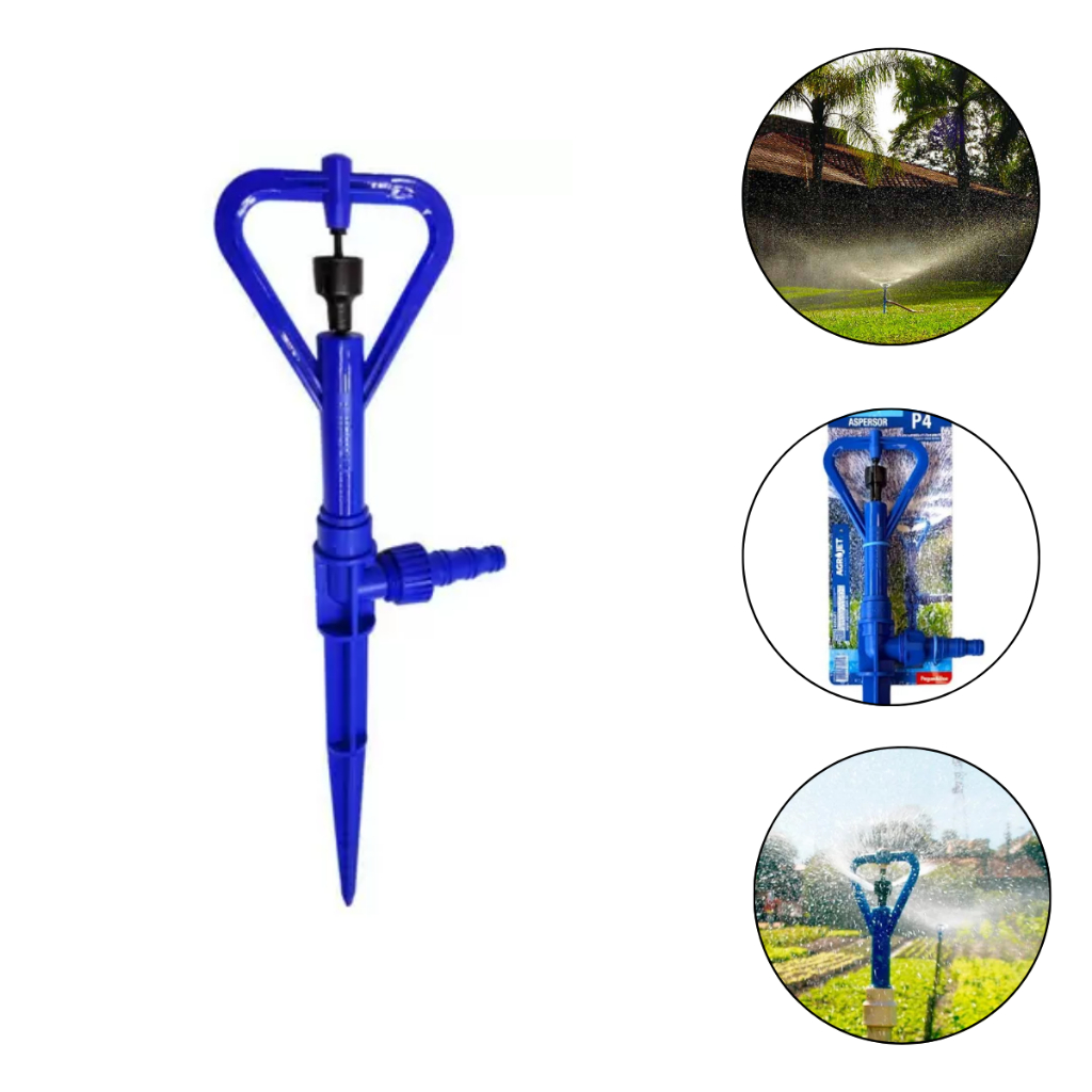 Aspersor P4 Para Horta Jardim Grama Com Adaptador Mangueira Agrojet 1 Unidade Irrigação