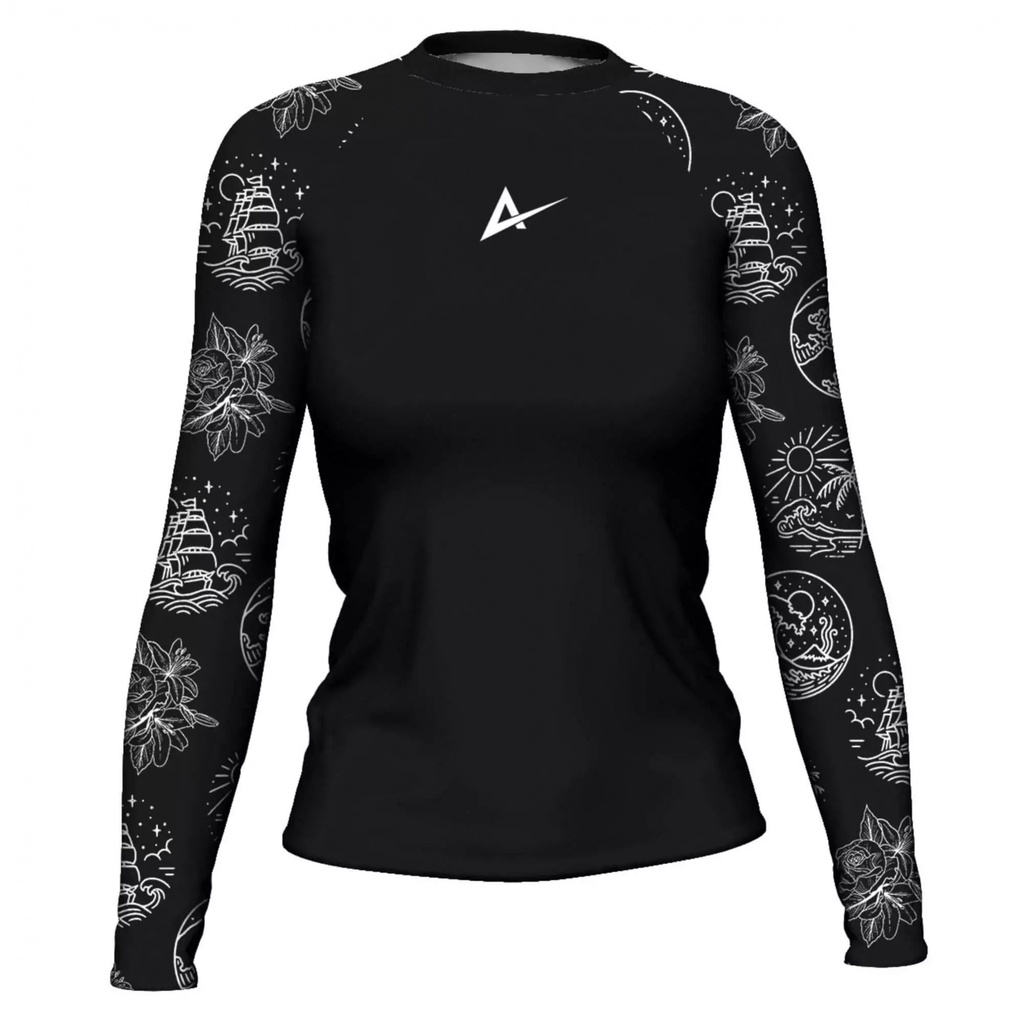 Rash Guard Feminina Camisa Jiu Jitsu No-Gi Lycra Surf Space Manga Longa