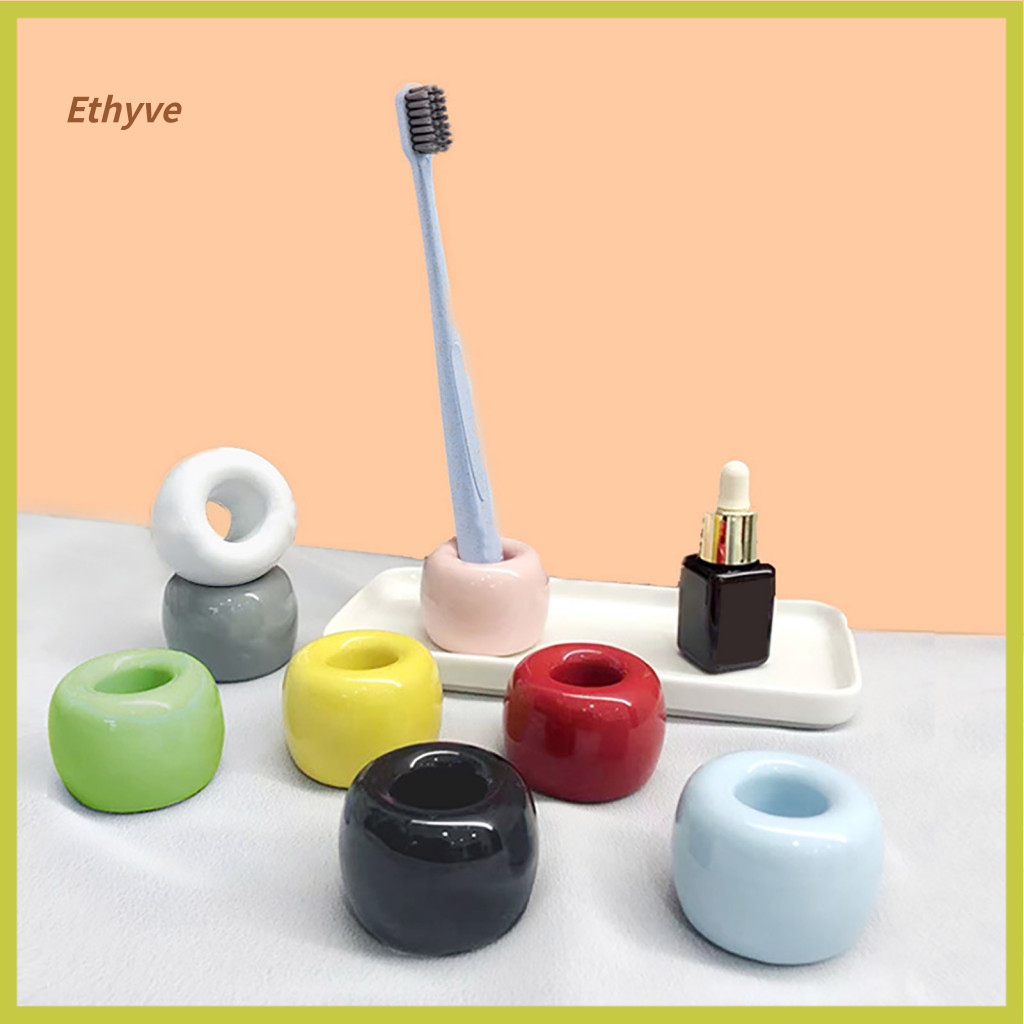 Mascara Holder Toothbrush Storage Solution Mini Ceramic with Hollow Design – Multi-purpose Stand for Pen and Small Ite