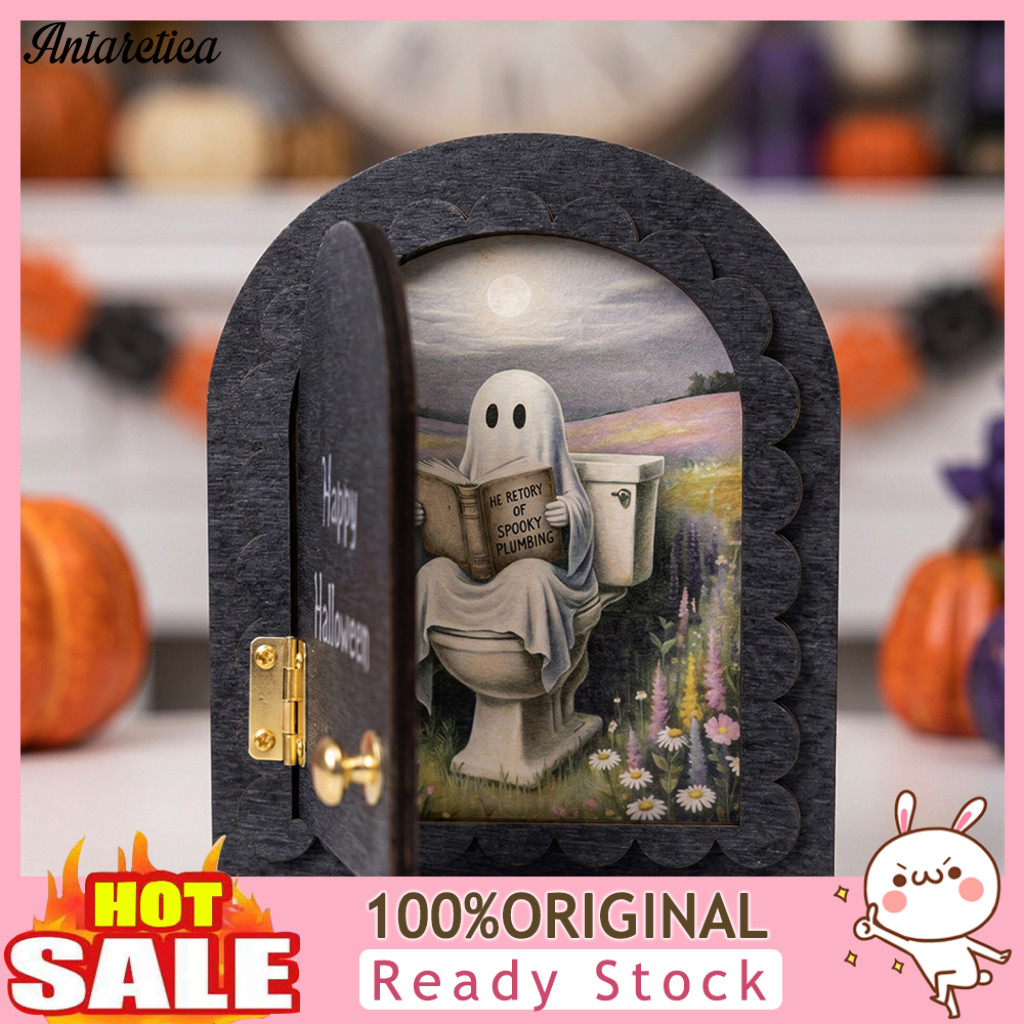 Retro Door Tabletop Decor Ghost Themed Home Halloween Cute Ornament Vintage Mini Miniature Arch Decoration 3-layer Opena