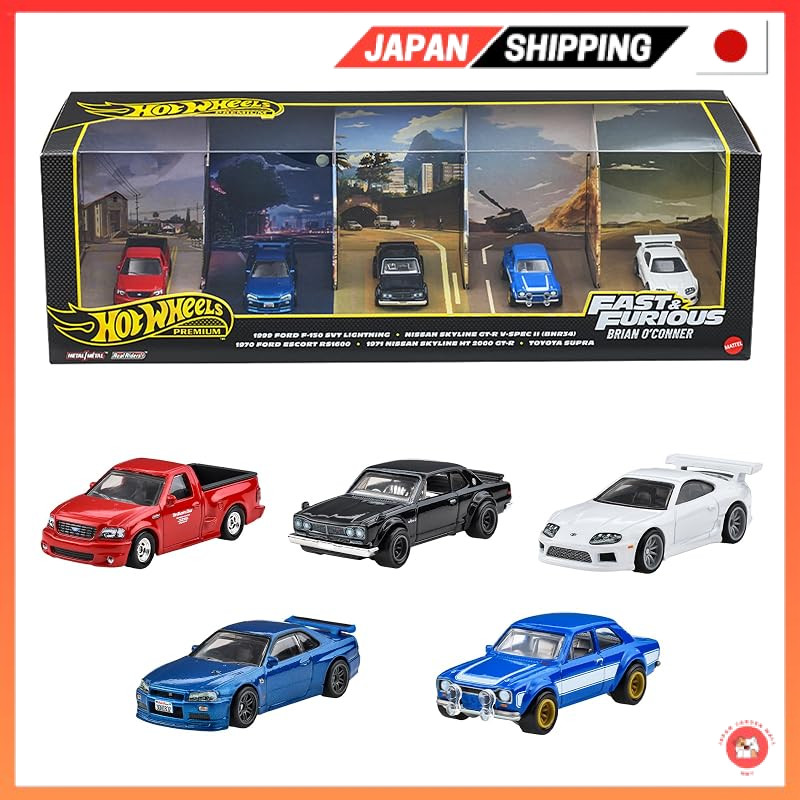 Hot Wheels Premium Fast & Furious Brian O'Conner Mini Cars 1:64 Scale, Set of 5, Ages 3 and Up, JMN13Direct from JAPAN