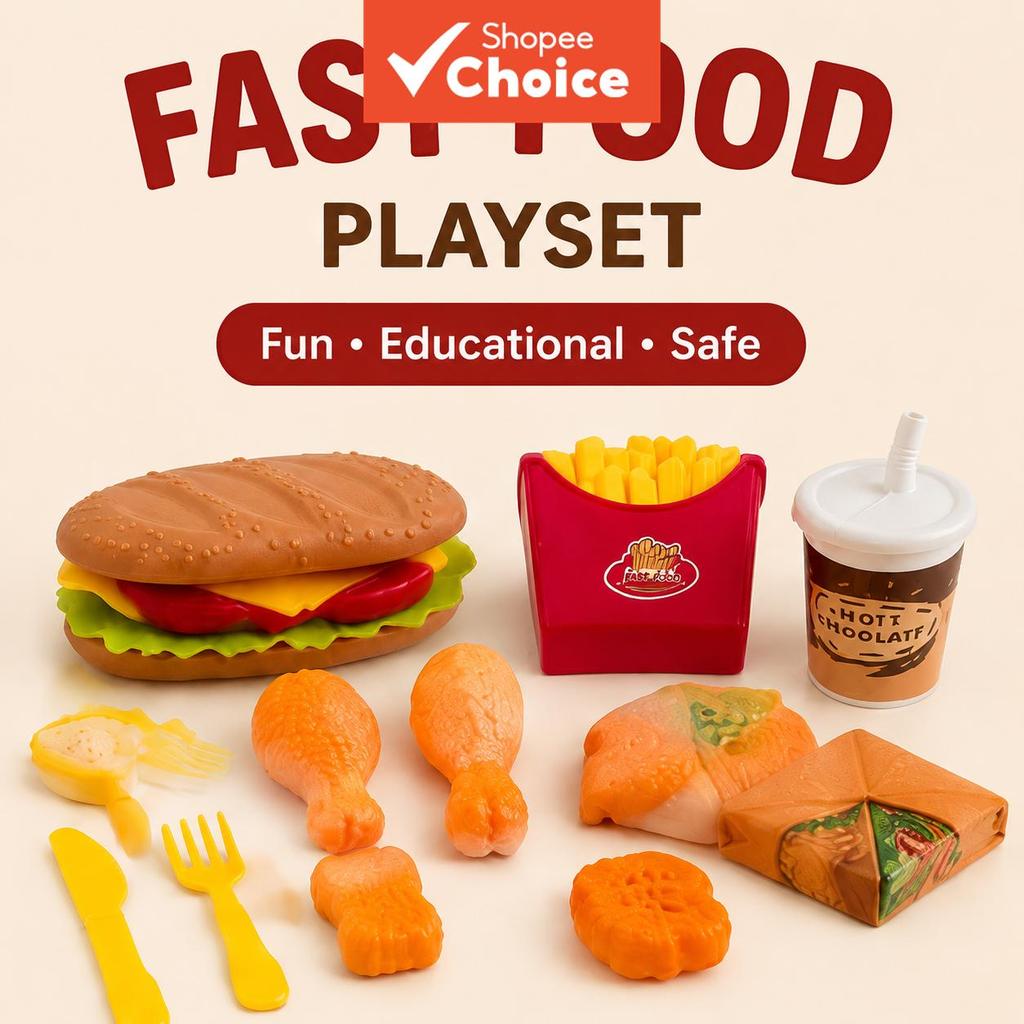 Crianças DIY Fast Food Pretend Play Set Brinquedo De Cozinha Criativo Para Dramatização Imaginativa Jogo Educacional Pre