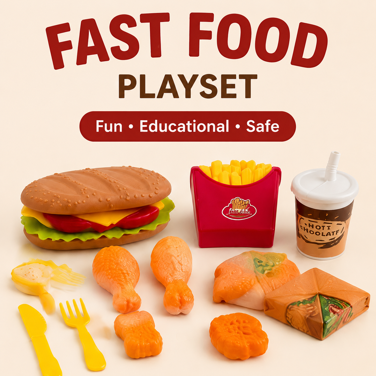 Crianças DIY Fast Food Pretend Play Set Brinquedo De Cozinha Criativo Para Dramatização Imaginativa Jogo Educacional Pre
