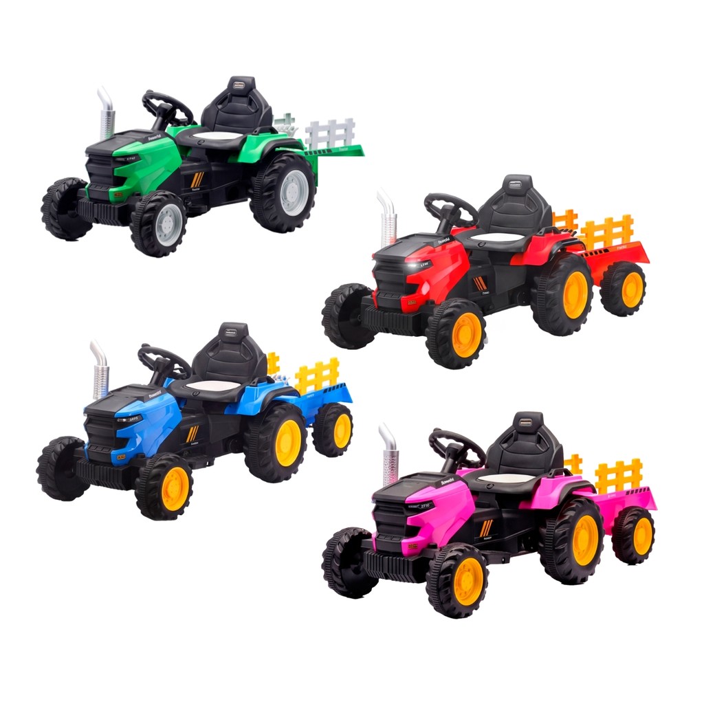 Mini Trator Elétrico Infantil Com Reboque Marcha Frente/Ré 12v Bluetooth LED Maxi Toys