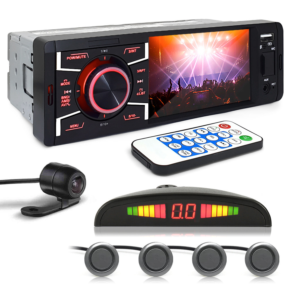 Kit Rádio C/ Tela 1 Din + Câmera Ré + Sensor Ré Grafite New Fit 2009 2010 2011 2012 2013 2014 Bluetooth USB