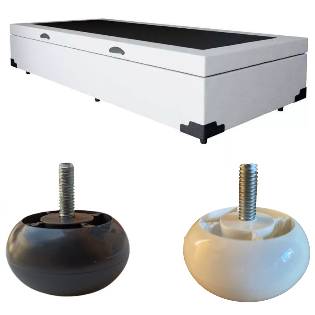 Kit Pés Para Cama Box Solteiro Casal Bau Reforçado 3cm - 7pcs Pequeno Baixo