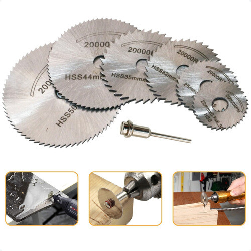 Ferramenta Mini Disco Corte Serra Circular Kit 7pcs Retífica Furadeira Alta Rotação Madeira Metal Plástico Cano Multiuso