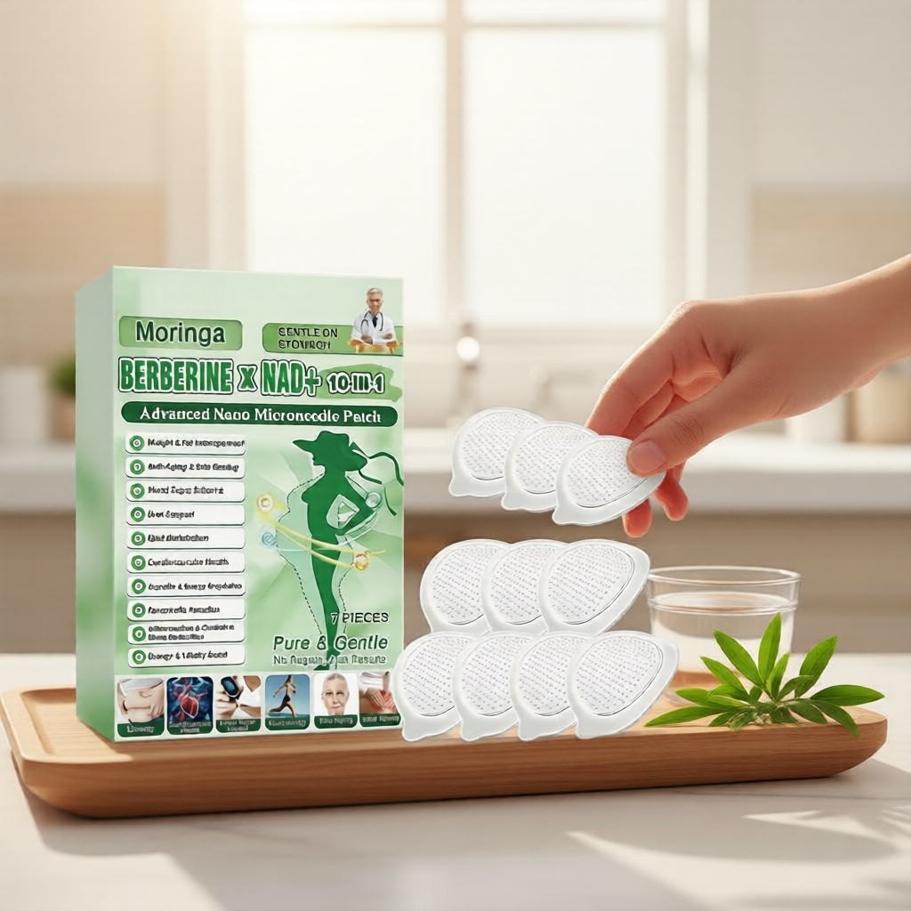 7pc Adesivos para Cuidado Corporal – Moringa e Berberine com NAD+ para Pele Radiante